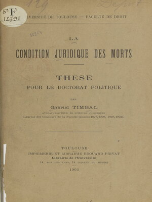 cover image of La condition juridique des morts
